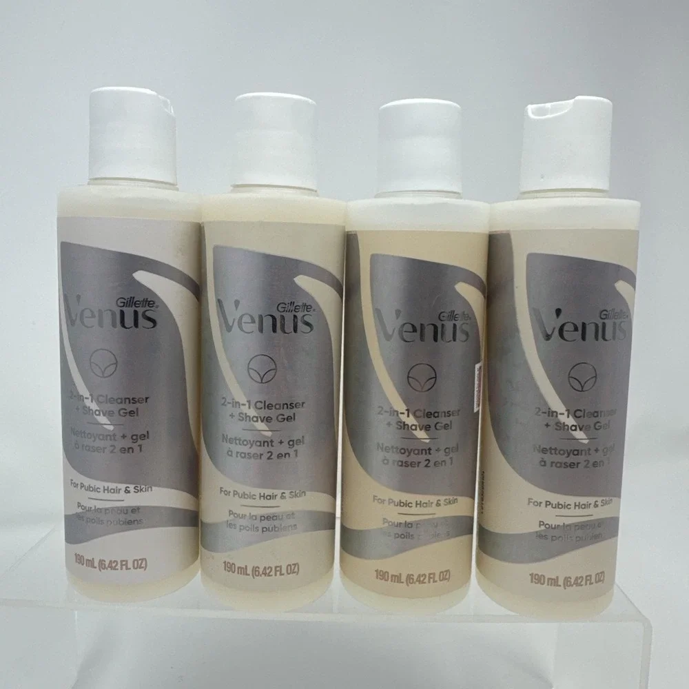 4 Pack Gillette VENUS 2 in 1 Cleanser and Shave Gel Gentle Hydrating 6.42oz ea